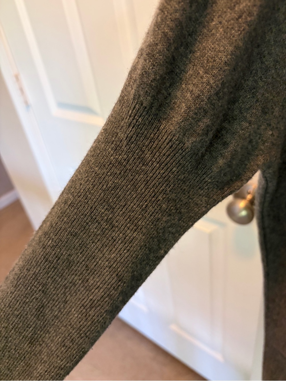 Garnet Hill Gray Cashmere Turtleneck Pocket Sweater - Picture 7 of 11